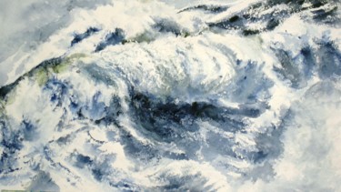 Painting titled "pleine mer" by Catherine Saint Fontaine, Original Artwork, Watercolor