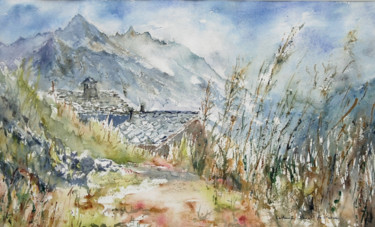 Painting titled "Volovron, Val d'Her…" by Catherine Saint Fontaine, Original Artwork, Watercolor