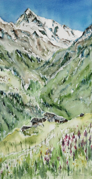 Painting titled "dent blanche (vers…" by Catherine Saint Fontaine, Original Artwork, Watercolor