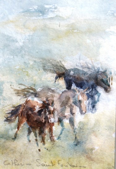 Malerei mit dem Titel "galops" von Catherine Saint Fontaine, Original-Kunstwerk, Aquarell