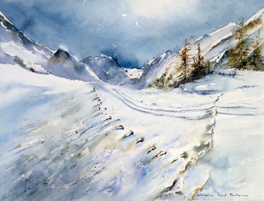 Painting titled "le chemin vers Arol…" by Catherine Saint Fontaine, Original Artwork, Watercolor