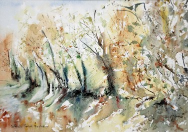 Painting titled "le bocage" by Catherine Saint Fontaine, Original Artwork, Watercolor