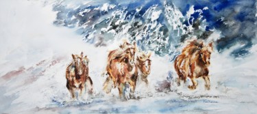 Painting titled "libres" by Catherine Saint Fontaine, Original Artwork, Watercolor