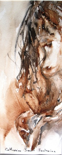 Pittura intitolato "la face cachée" da Catherine Saint Fontaine, Opera d'arte originale, Acquarello