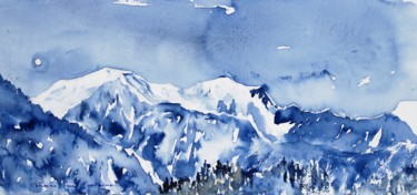 Malerei mit dem Titel "Mont Blanc" von Catherine Saint Fontaine, Original-Kunstwerk, Aquarell