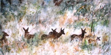 Painting titled "les biches" by Catherine Saint Fontaine, Original Artwork, Watercolor