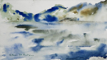 Painting titled "le lac de Laffrey" by Catherine Saint Fontaine, Original Artwork, Watercolor