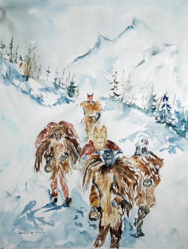 Painting titled "les peluches, carna…" by Catherine Saint Fontaine, Original Artwork, Watercolor
