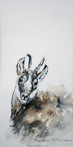Painting titled "Regard" by Catherine Saint Fontaine, Original Artwork, Watercolor