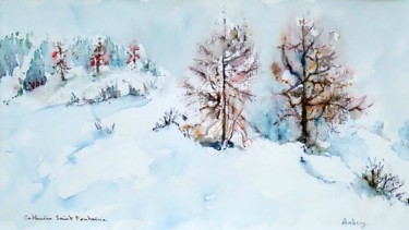 Painting titled "Plénitude" by Catherine Saint Fontaine, Original Artwork, Watercolor