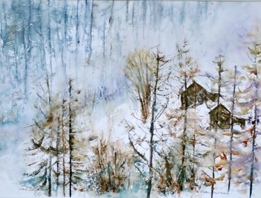 Painting titled "sous la couette" by Catherine Saint Fontaine, Original Artwork, Watercolor