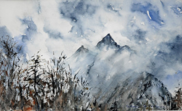 Peinture intitulée "Nuées" par Catherine Saint Fontaine, Œuvre d'art originale, Aquarelle