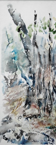 Painting titled "le chemin" by Catherine Saint Fontaine, Original Artwork, Watercolor