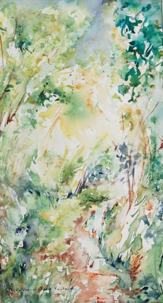 Painting titled "Printemps" by Catherine Saint Fontaine, Original Artwork, Watercolor