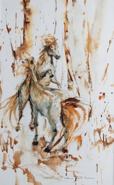 Painting titled "jeux" by Catherine Saint Fontaine, Original Artwork, Watercolor