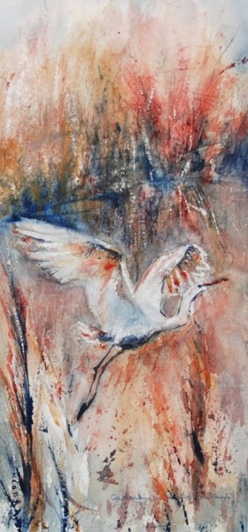 Painting titled "l 'envol" by Catherine Saint Fontaine, Original Artwork, Watercolor