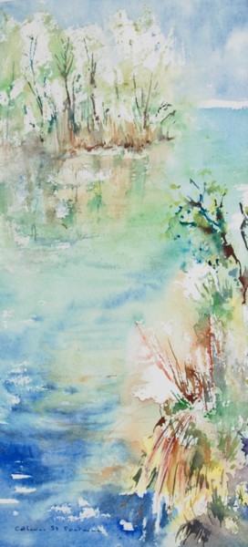 Painting titled "rivage" by Catherine Saint Fontaine, Original Artwork, Watercolor
