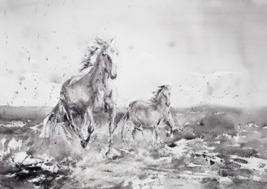 Painting titled "Camargue !" by Catherine Saint Fontaine, Original Artwork, Watercolor