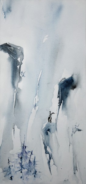 Painting titled "solitaire" by Catherine Saint Fontaine, Original Artwork, Watercolor