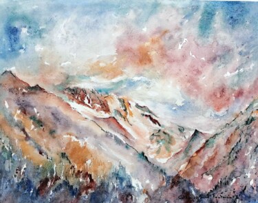 Painting titled "le temps s'éclaire" by Catherine Saint Fontaine, Original Artwork, Watercolor