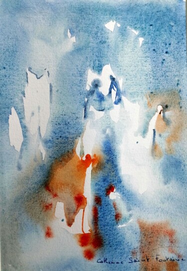 Malarstwo zatytułowany „Ombre bleue” autorstwa Catherine Saint Fontaine, Oryginalna praca, Akwarela