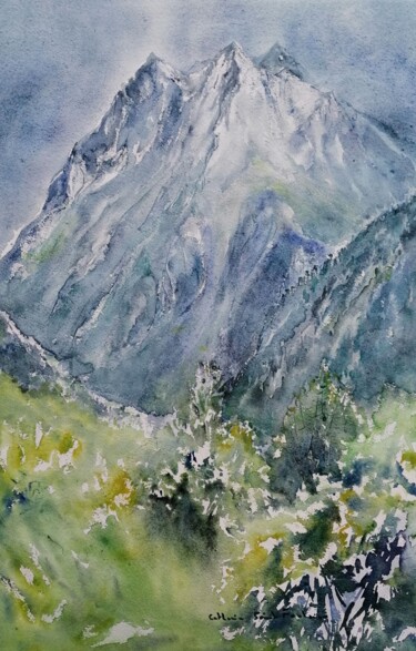 Painting titled "l'orage" by Catherine Saint Fontaine, Original Artwork, Watercolor
