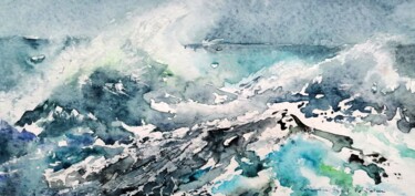 Painting titled "marine, turquoises" by Catherine Saint Fontaine, Original Artwork, Watercolor