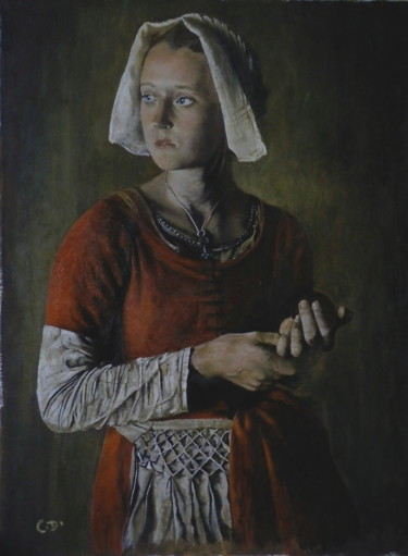 Peinture intitulée "la demoiselle de Ni…" par Catherine Digue - Turpin, Œuvre d'art originale, Gouache
