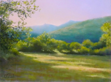 Painting titled "Sérénité" by Catherine Vanel, Original Artwork, Pastel Mounted on Cardboard