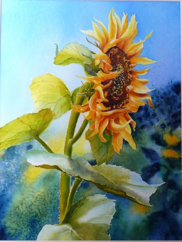 Painting titled "énergie solaire" by Catherine Vanel, Original Artwork, Watercolor