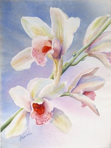 Peinture intitulée "une orchidée d'amit…" par Catherine Vanel, Œuvre d'art originale