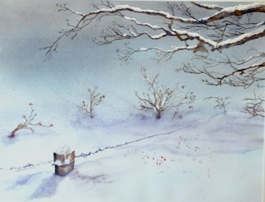 Peinture intitulée "un festin de froid" par Catherine Vanel, Œuvre d'art originale, Aquarelle