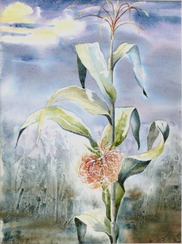 Painting titled "le géant au clair d…" by Catherine Vanel, Original Artwork