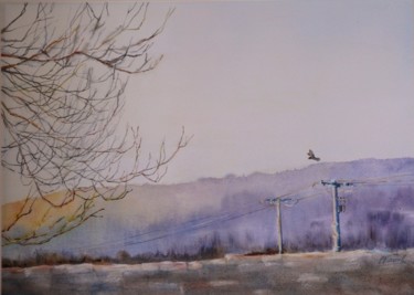 Painting titled "hiver à la brume d'…" by Catherine Vanel, Original Artwork, Watercolor