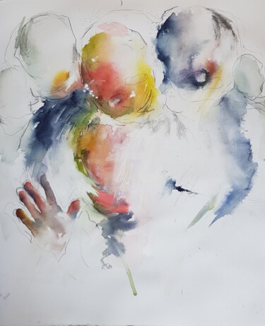 "ARRÊTE TOI!" Peinture intitulée ""ARRÊTE TOI!"" par Villa Catherine, Œuvre d'art originale, Aquarelle Monté sur Panneau de bois