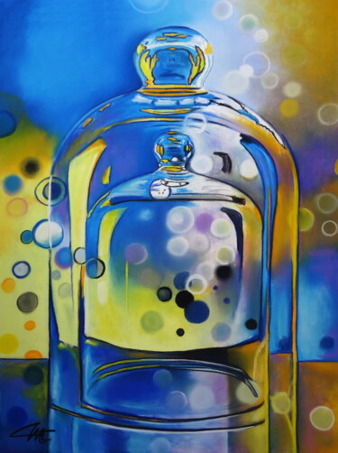 Painting titled "LES DEUX CLOCHES" by Catherine Wernette, Original Artwork, Pastel