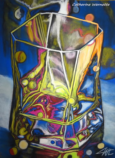 Painting titled "UN WHISKY ?" by Catherine Wernette, Original Artwork, Pastel