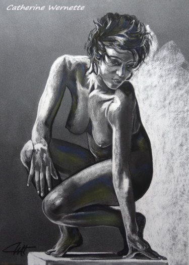 Картина под названием "AU FEMININ 2" - Catherine Wernette, Подлинное произведение искусства, Пастель