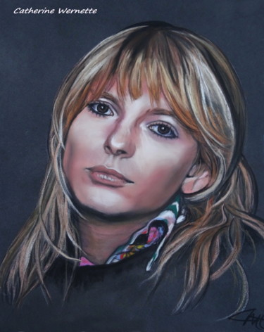 Painting titled "FRANCE GALL" by Catherine Wernette, Original Artwork, Pastel