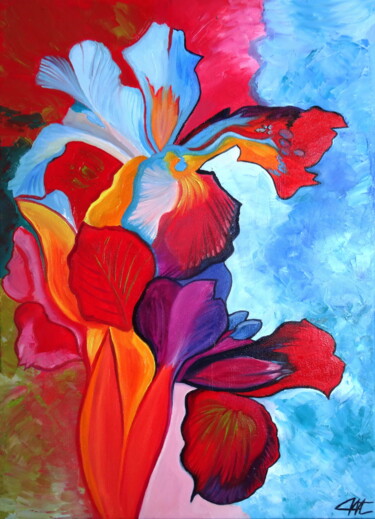 Painting titled "IRIS" by Catherine Wernette, Original Artwork, Oil