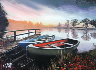 Painting titled "LE LAC" by Catherine Wernette, Original Artwork, Pastel