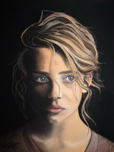 Painting titled "CASSANDRA, l'inquié…" by Catherine Wernette, Original Artwork, Pastel