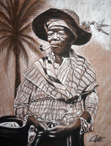 Drawing titled "LA MARTINIQUAISE" by Catherine Wernette, Original Artwork, Pastel
