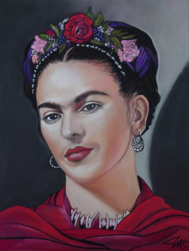Painting titled "Frida KAHLO" by Catherine Wernette, Original Artwork, Pastel