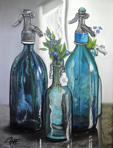 Painting titled "EAU DE SELTZ" by Catherine Wernette, Original Artwork, Pastel