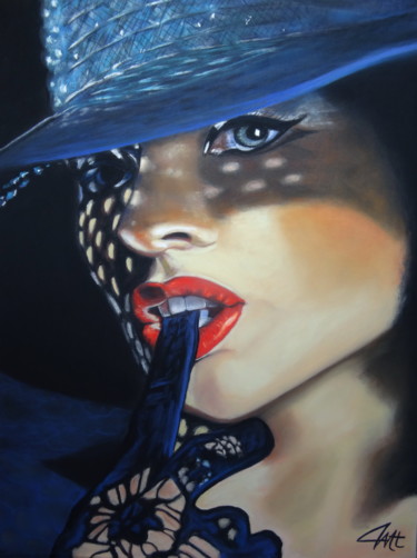 Painting titled "APOLLINE, la distin…" by Catherine Wernette, Original Artwork, Pastel