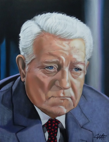 Painting titled "Jean GABIN" by Catherine Wernette, Original Artwork, Pastel