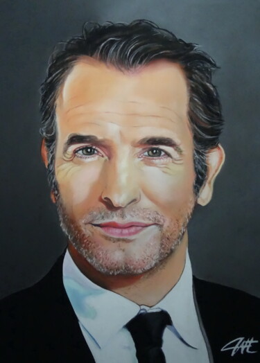 Peinture intitulée "Jean DUJARDIN (2)" par Catherine Wernette, Œuvre d'art originale, Pastel