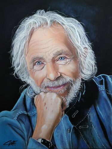 Painting titled "Pierre RICHARD" by Catherine Wernette, Original Artwork, Pastel