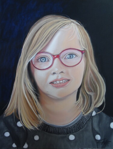 Painting titled "ALICE - son portrait" by Catherine Wernette, Original Artwork, Pastel